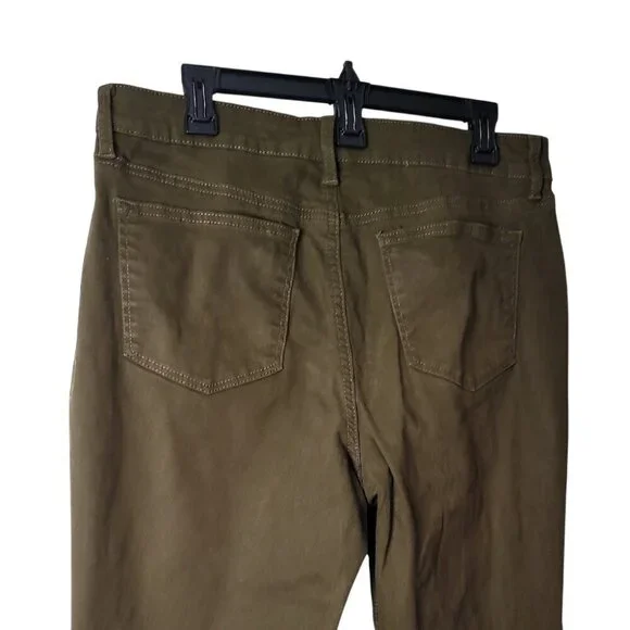 New Directions Olive Green Womens Pants Size 14P Button Detail Ankle Hem Casual - Picture 9 of 15